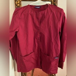 Medical scrub jacket/burgundy